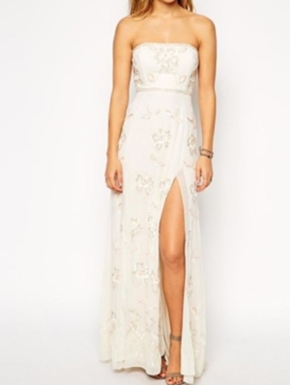 Needle & Thread Size 6 Ivory Sequin Floral Embellished Maxi Gown - Picture 10 of 11